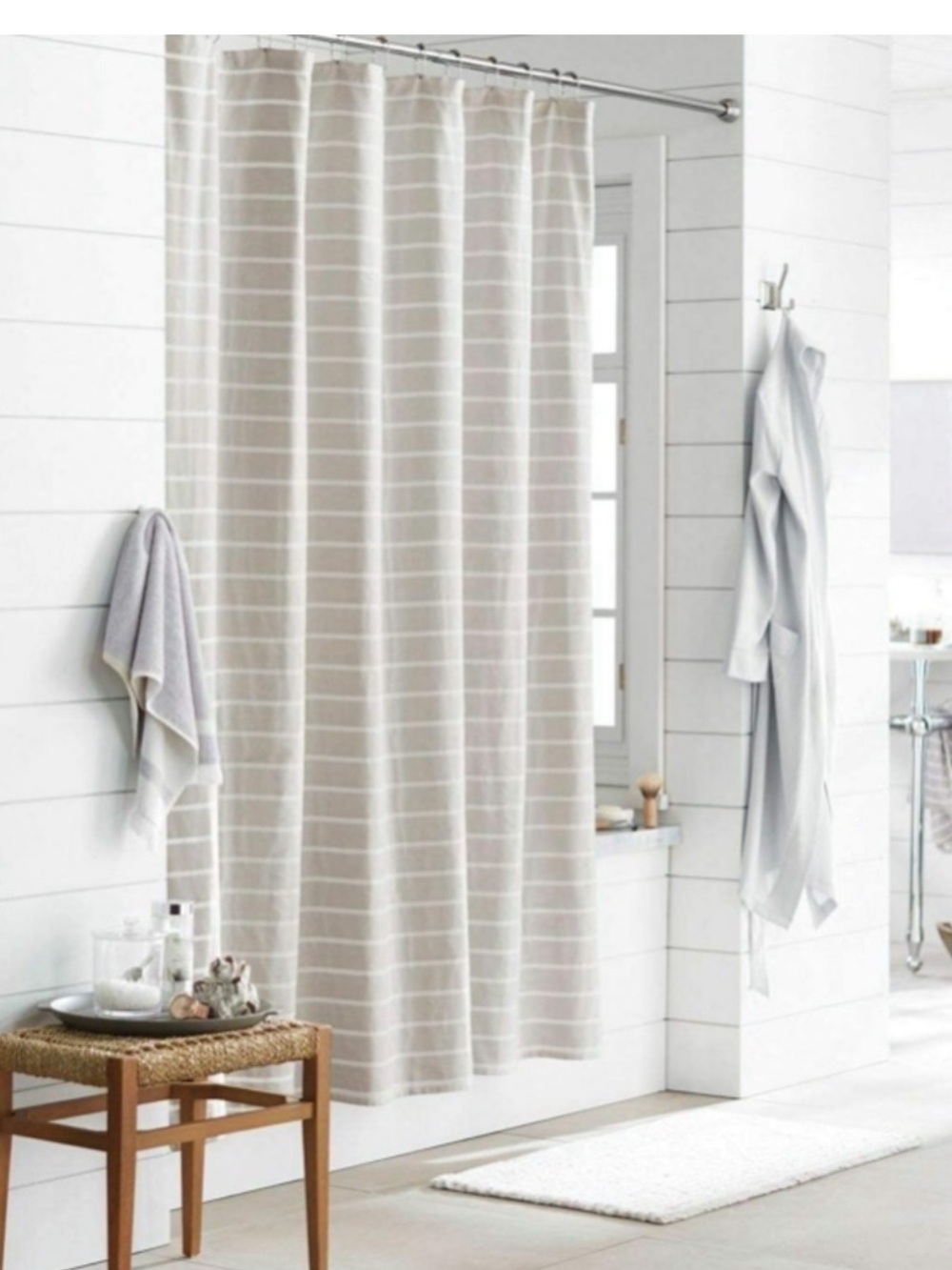 Threshold striped shower curtain